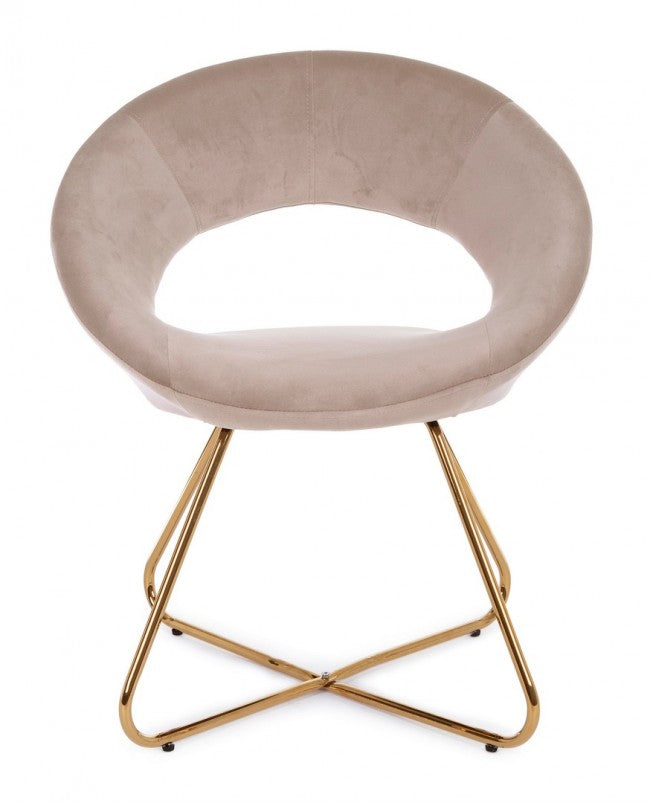 2x Vanity-Sessel aus taubengrauem Samt und goldenen Beinen