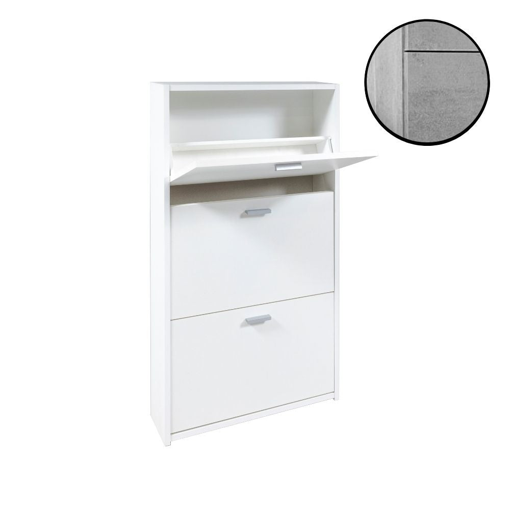 Schlankes Schuhregal mit 3 Betontüren 63x16,5x111