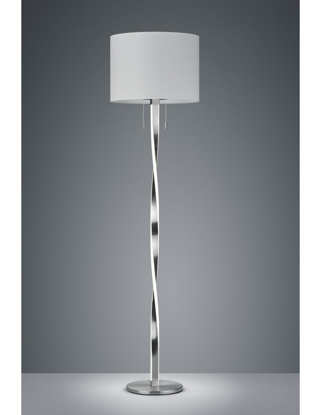 Nandor Nickel Moderne Stehlampe mit Led Trio Lighting Lampenschirm und Rahmen