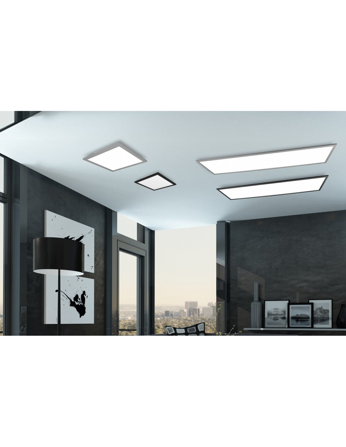Deckenleuchte Rechteckige Moderne Led Dimmer 34w Alpha Schwarz Trio Beleuchtung