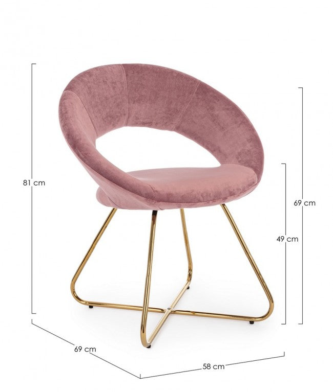 2x Gold Vanity Armchair aus rosa Samt