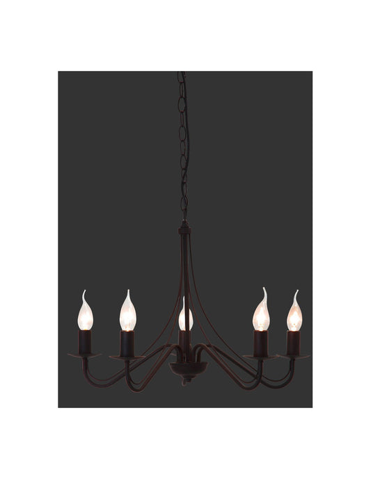 Rustikaler Landhaus-Rost-Kronleuchter 5xE14 Ø55 cm Trio-Beleuchtung