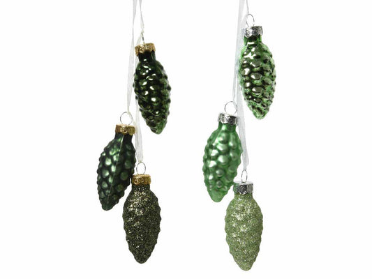 Glas-Weihnachtsbaum-Tannenzapfen-Dekoration, 2,5 cm, verschiedene Farben