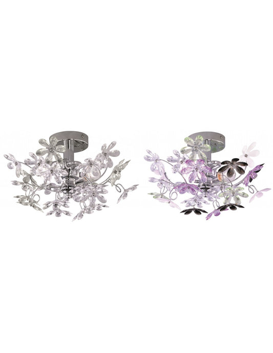 Wandleuchte Flower 2xE14 Chrom Mehrfarbige Blumen Ø38 cm Trio Lighting