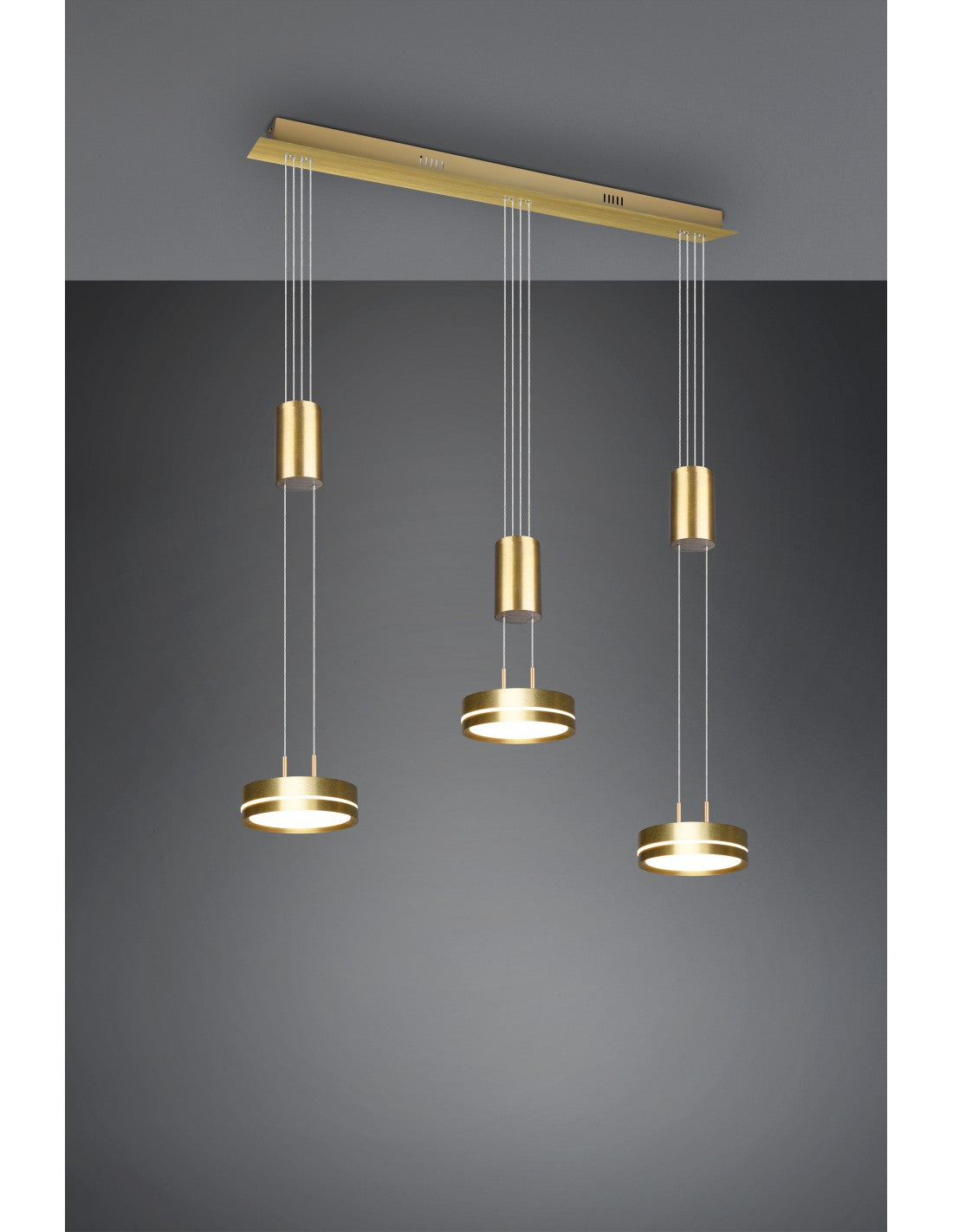 Lampadario Mono Led 3 Drop Ottone Franklin Trio Lighting