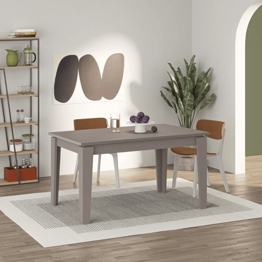 Tolmen ausziehbarer Tisch in hellem Mokka-Taubengrau, 140 x 80 cm