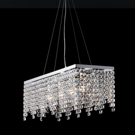 Lampadario chic und Eisen Cromat vier Lichtern des quadratischen Strasses 71x30x h28 cm
