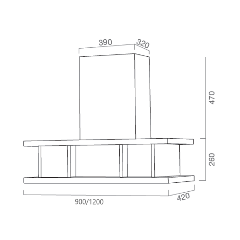 Dunstabzugshaube im Industriestil aus brüniertem Edelstahl, 120 cm
