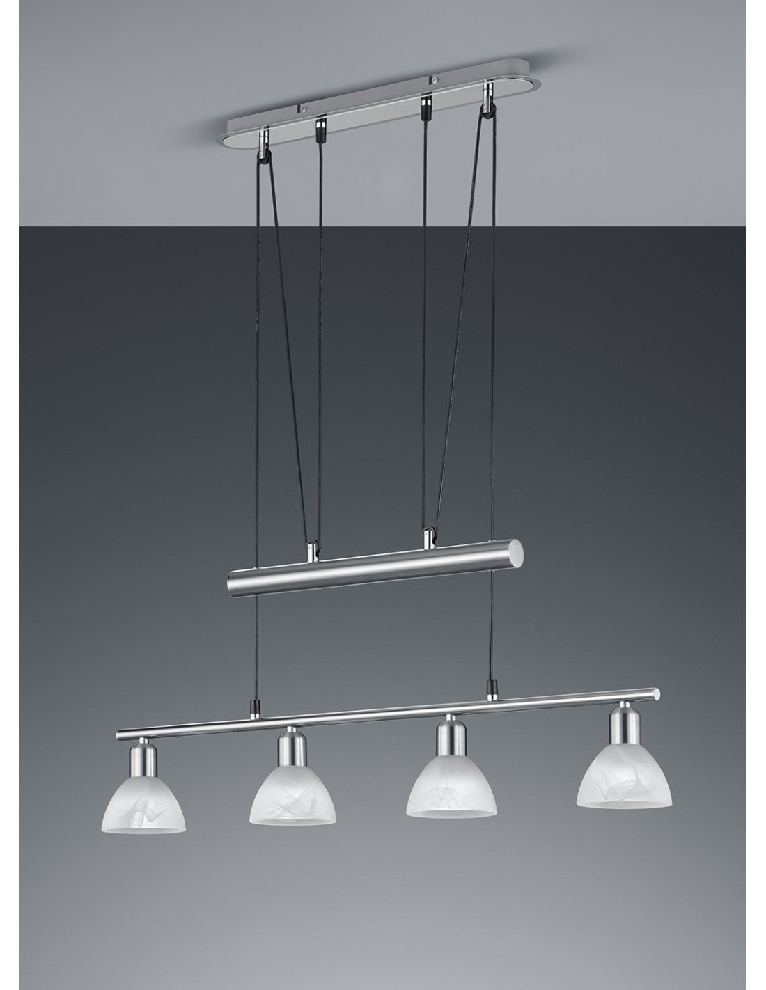 Auf und ab Kronleuchter 4 Lichter Balancer Levisto Nickel Trio Beleuchtung