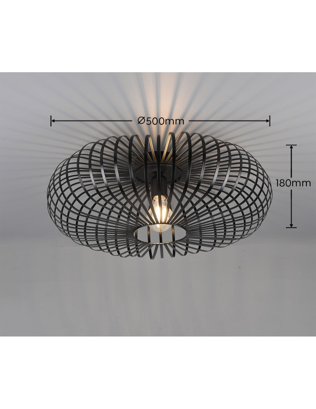 Schwarze offene Käfig-Deckenleuchte Ellipse Schwarz Johann Ø50 cm Trio-Beleuchtung