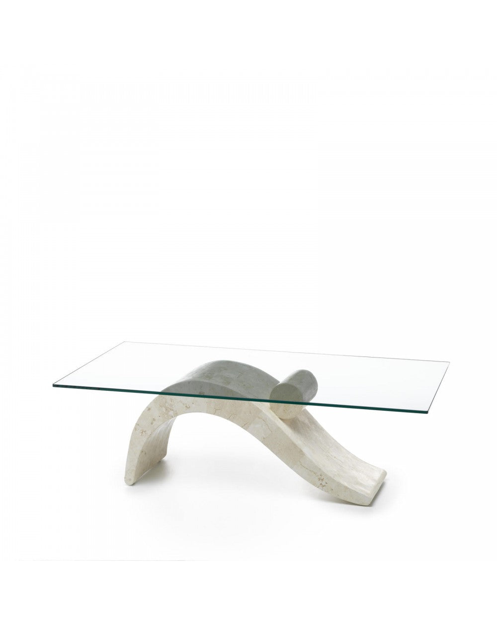 Transparent-beiger Couchtisch 70 cm x 120 cm H. 40 cm