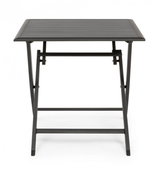 ELIN Anthrazitfarbener Aluminium-Klapptisch für den Außenbereich, 70 x 70 x 71 cm