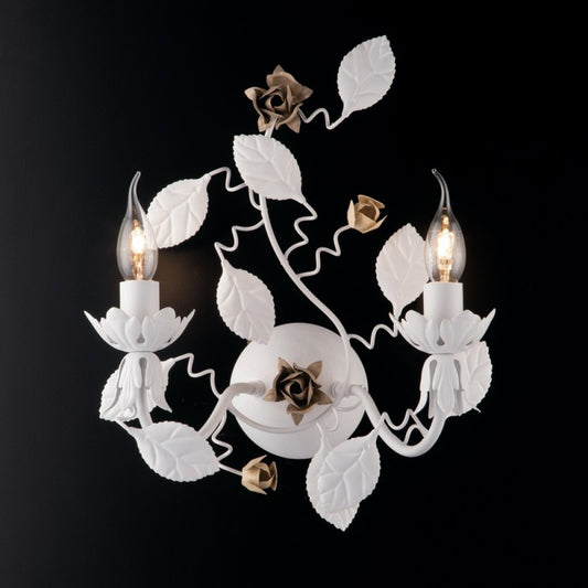 Appliqueeisen Weiß Shabby Two Lights Finish Elfenbein Tortora 36x h38 cm
