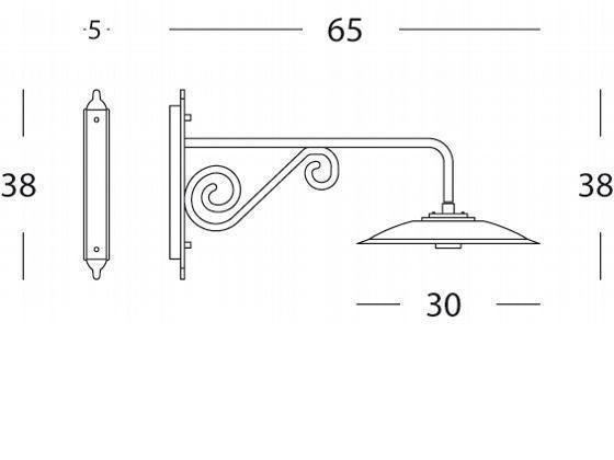 Lange kleine Wandleuchte in der Linie Antik-Graphit