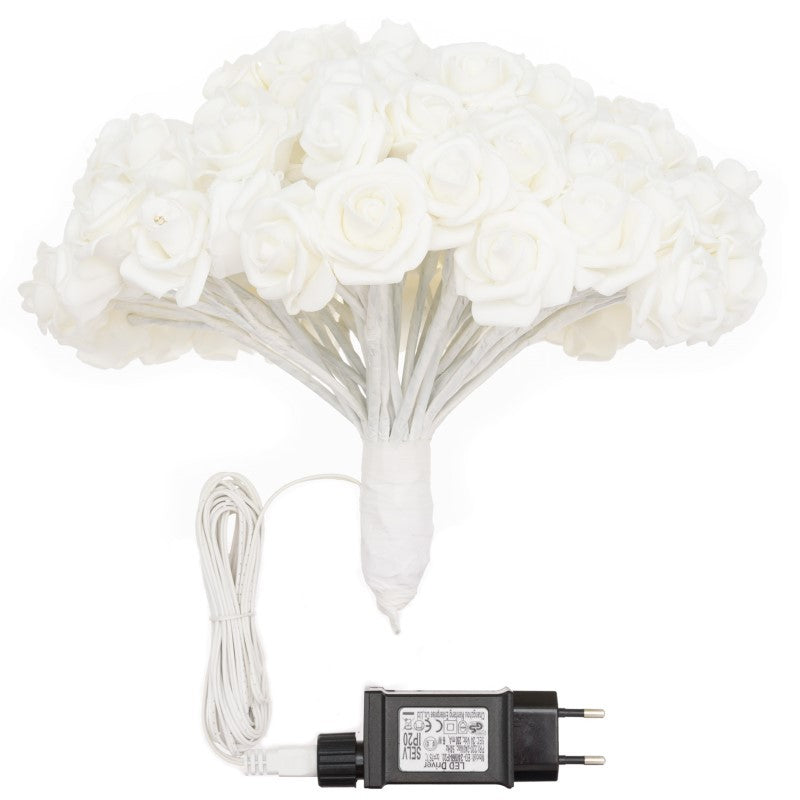 Blumenstrauß Weiße RBF-Rosen 120 LED 4m + Ø30cm