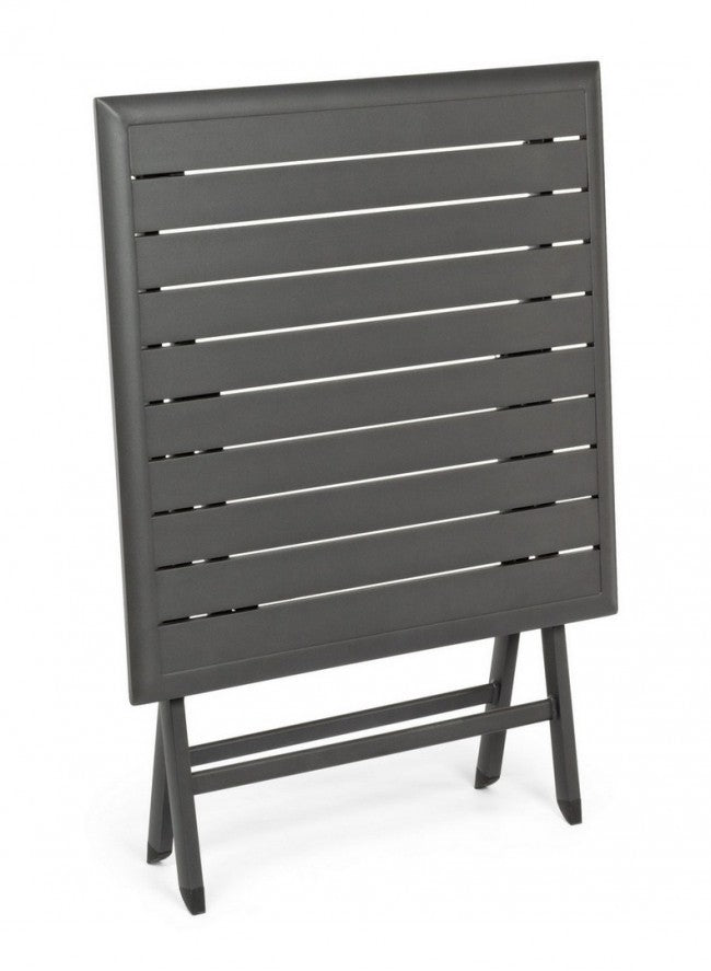 ELIN Anthrazitfarbener Aluminium-Klapptisch für den Außenbereich, 70 x 70 x 71 cm