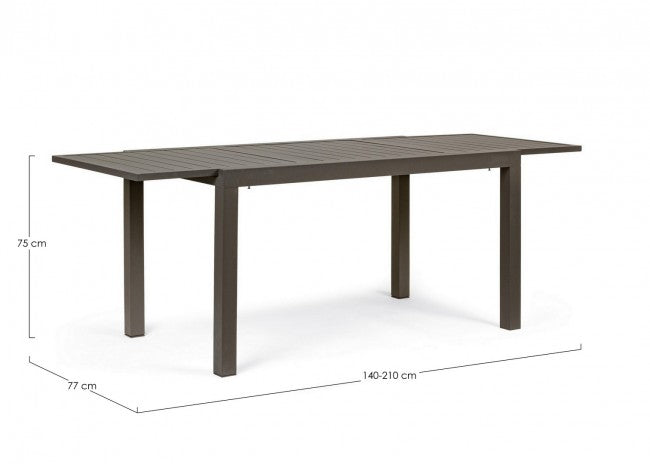 Ausziehbarer Aluminium Außentisch Caffè HILDE YK14 140-210x77x h75 cm