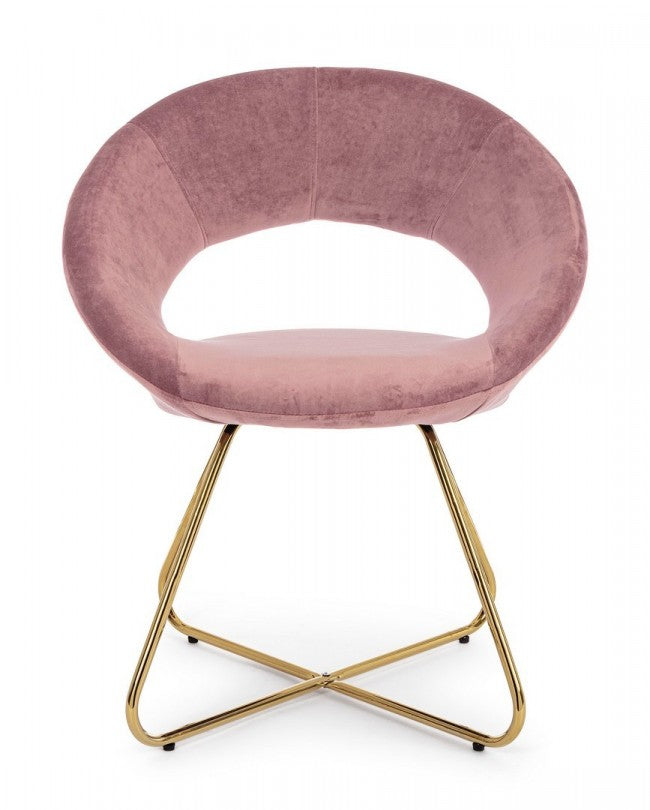 2x Gold Vanity Armchair aus rosa Samt