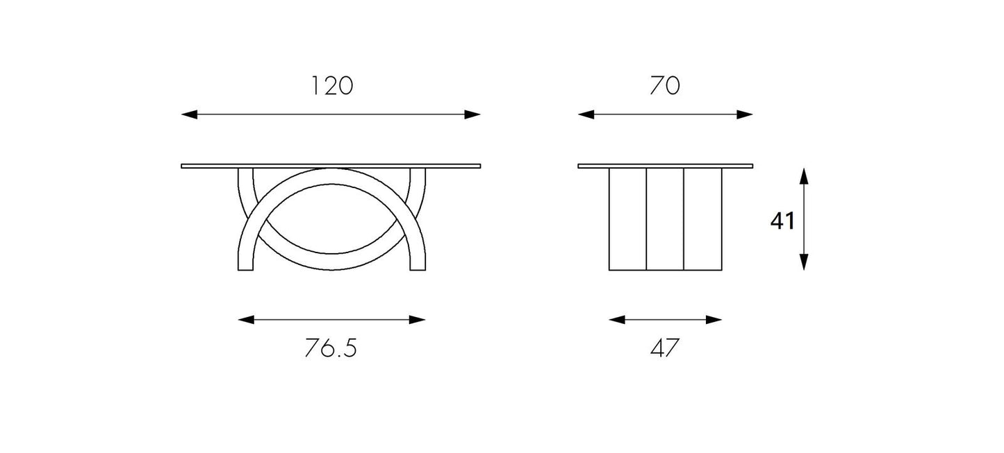 Transparent-beige-grauer Couchtisch 70 cm x 120 cm H. 41 cm