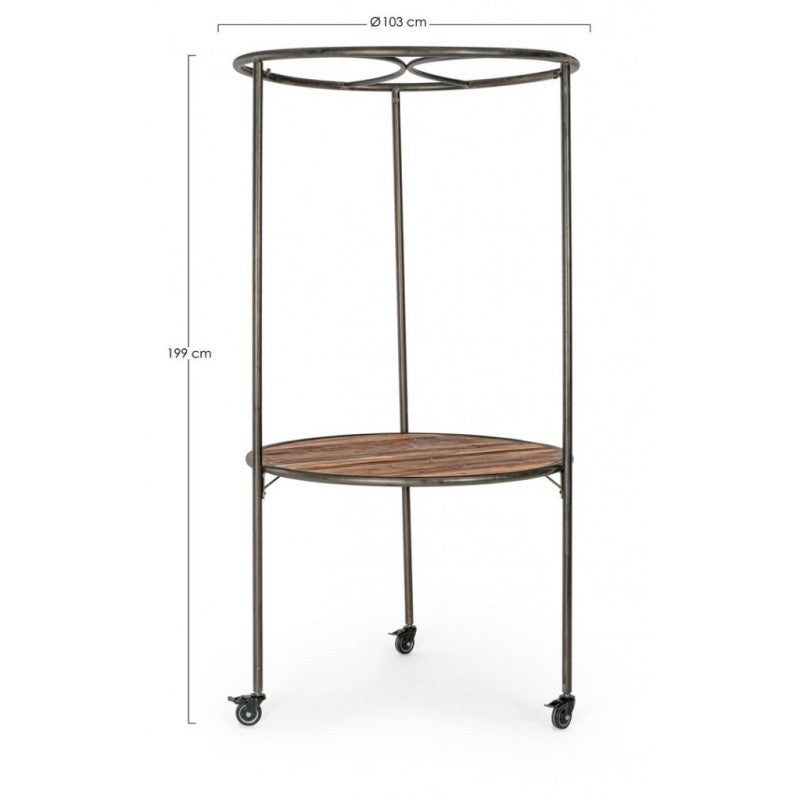 Industrieller Expositor mit Dach und Rädern D103X199h cm