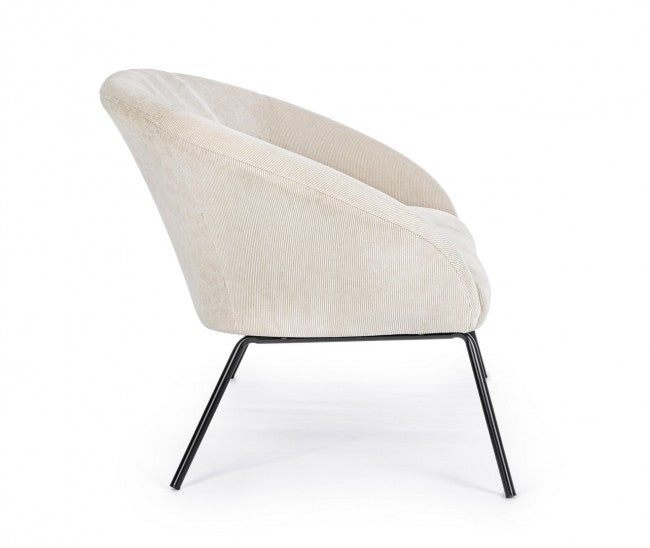 Aiko Velvet Sofa aus weißem Samtstahl, 142 x 80 x 75 cm