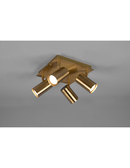 Marley Spotlight 4 Spots GU10 gealtertes Messing 24x24 cm Trio Lighting