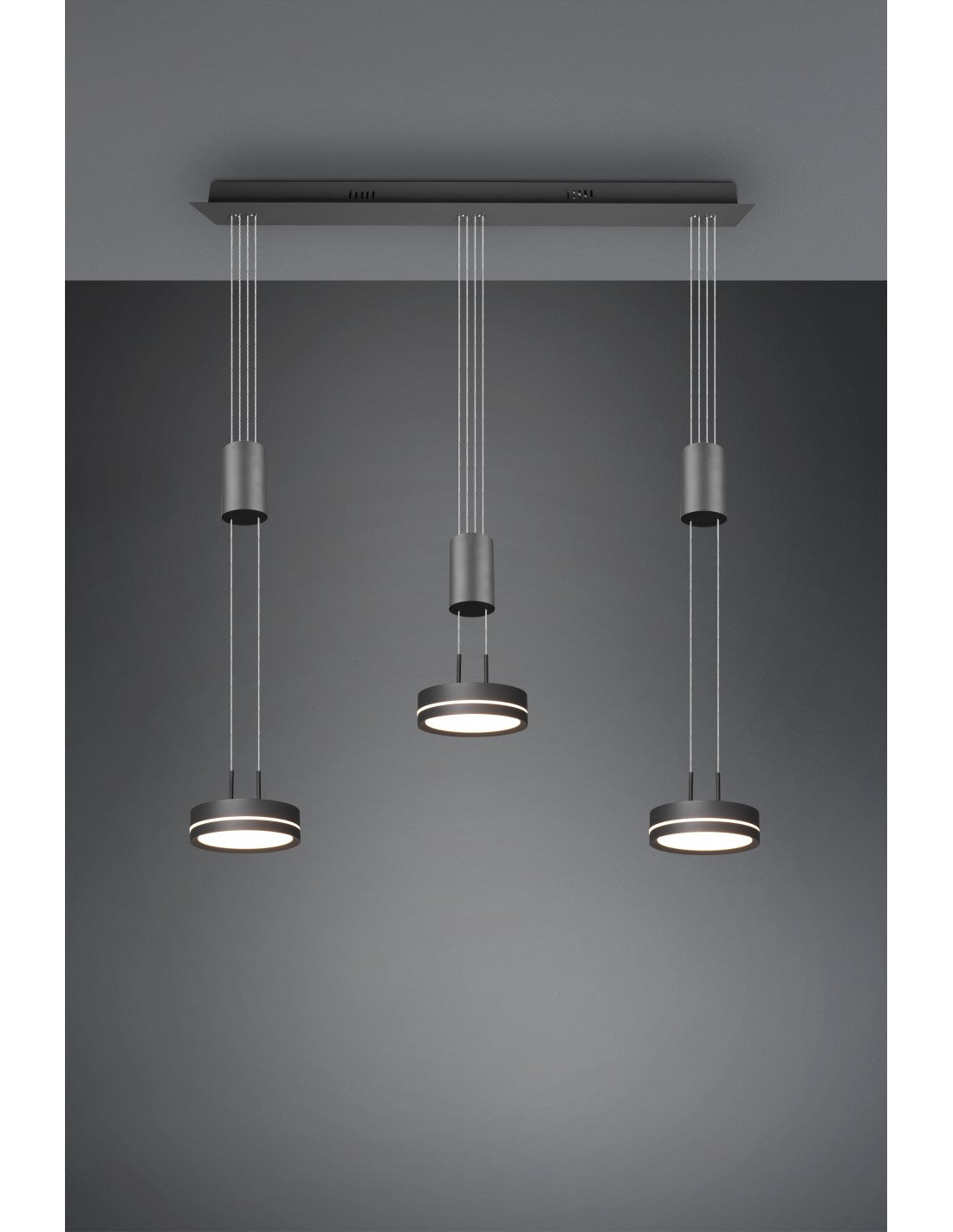 Injektionssuspension 3 Platten Led Franklin Anthrazit Modern Moderne Trio Lighting