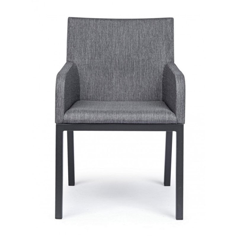 Outdoor-Stuhl mit Armlehnen aus anthrazitfarbenem Stoff OWEN JX55 55x62x h82 cm