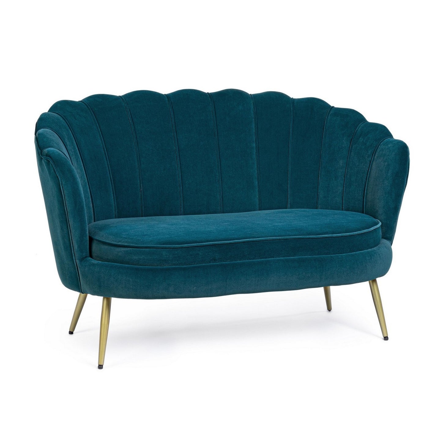 Giliola 2-Sitzer-Sofa in Blau mit Samteffekt