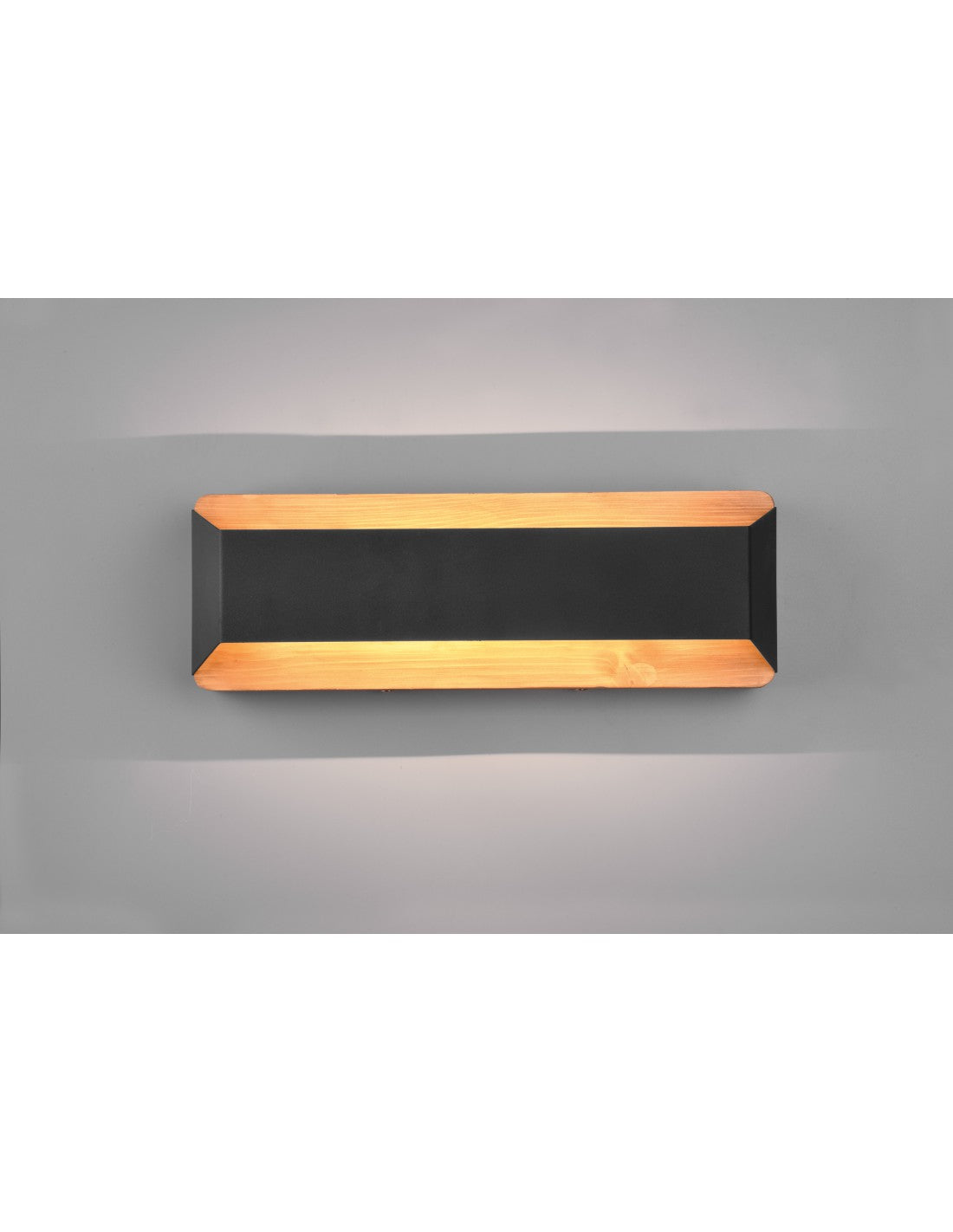Rechteckige Wandleuchte Double Emission LED Arino Black Wood Trio Lighting