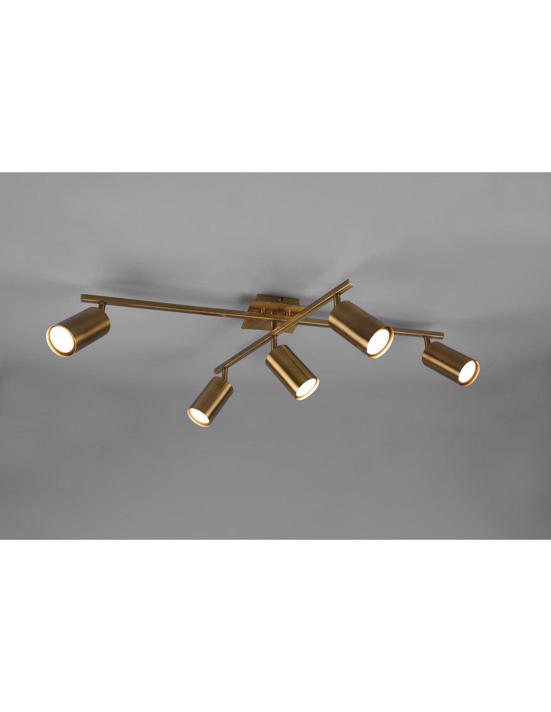 Deckenleuchte mit 5 verstellbaren Strahlern Marley Aged Brass Trio Lighting