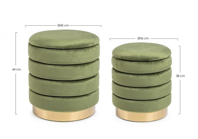 Set2 Pouf Inzint-Olive-Container Olive in Tellowellen