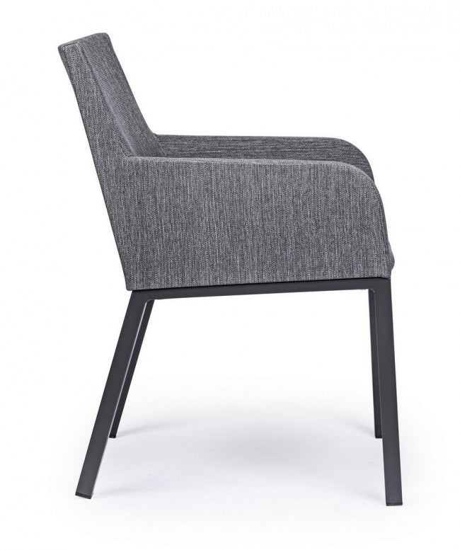 Outdoor-Stuhl mit Armlehnen aus anthrazitfarbenem Stoff OWEN JX55 55x62x h82 cm