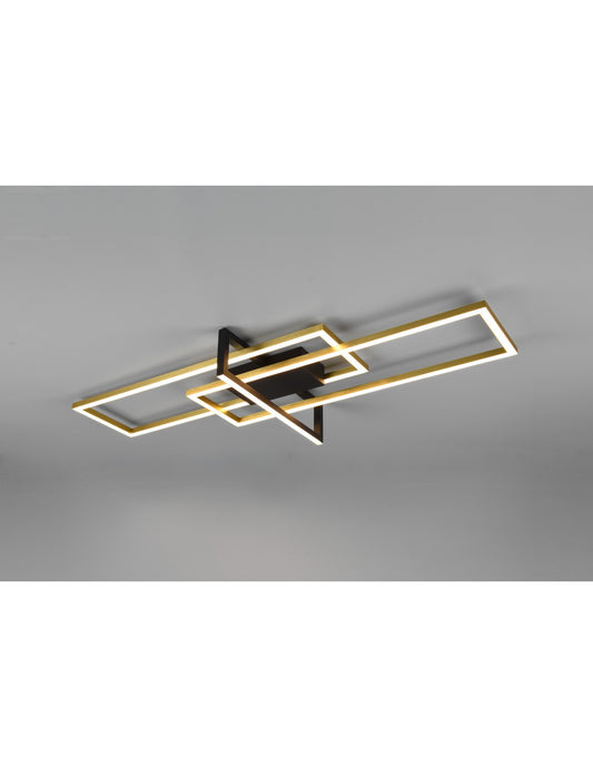 Salinas Deckenleuchte 3 LED-Rechtecke 34w Gold-Schwarz L100 cm Dimmbare Trio-Beleuchtung