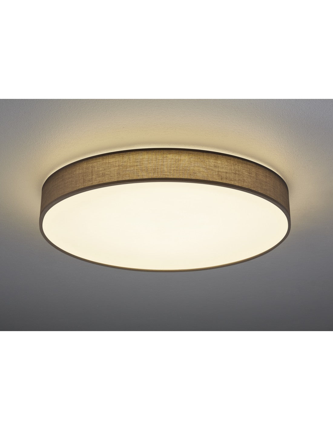 Großer Plafoniera Led Paralume Tessuto Grau Lugano Ø75 cm Trio Lighting