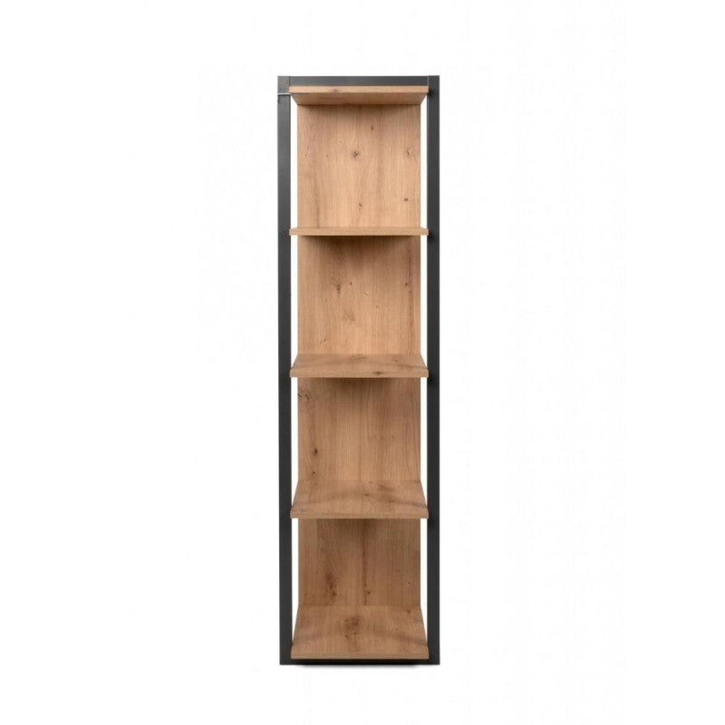 Würfelförmiges Bücherregal aus Eiche mit anthrazitfarbenen Profilen, 107 x 39 x H. 145 cm