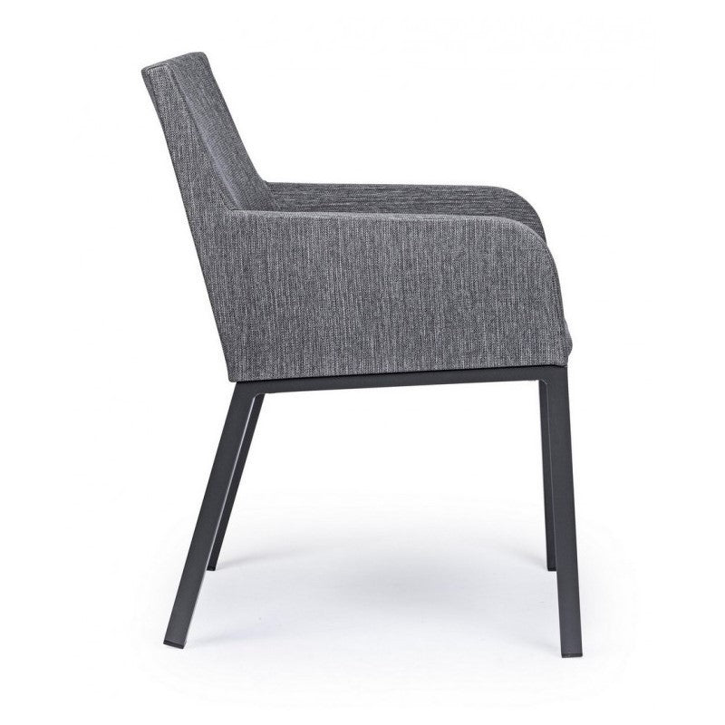 Outdoor-Stuhl mit Armlehnen aus anthrazitfarbenem Stoff OWEN JX55 55x62x h82 cm