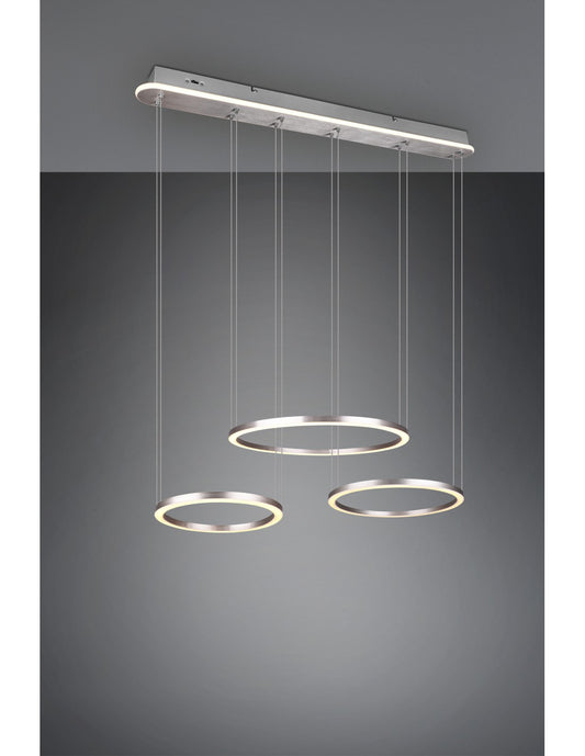 Aufhängung mit 3 Ringen, LED-Dimmer, Nickel-Dimmer, Morrison Trio Lighting