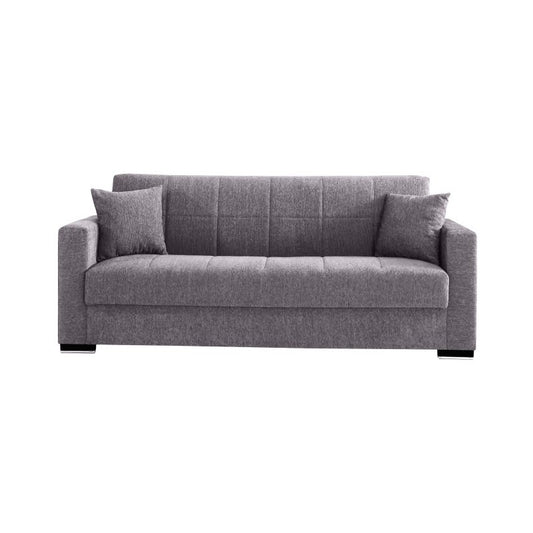 Schlafsofa aus grauem Stoff, H. 210 x 80 x 90 cm