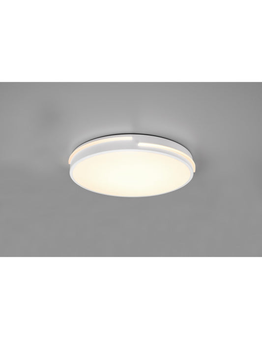 Moderne weiße Tacoma-Deckenleuchte mit LED-Dimmer, 24 W, Ø40 cm, Trio-Beleuchtung