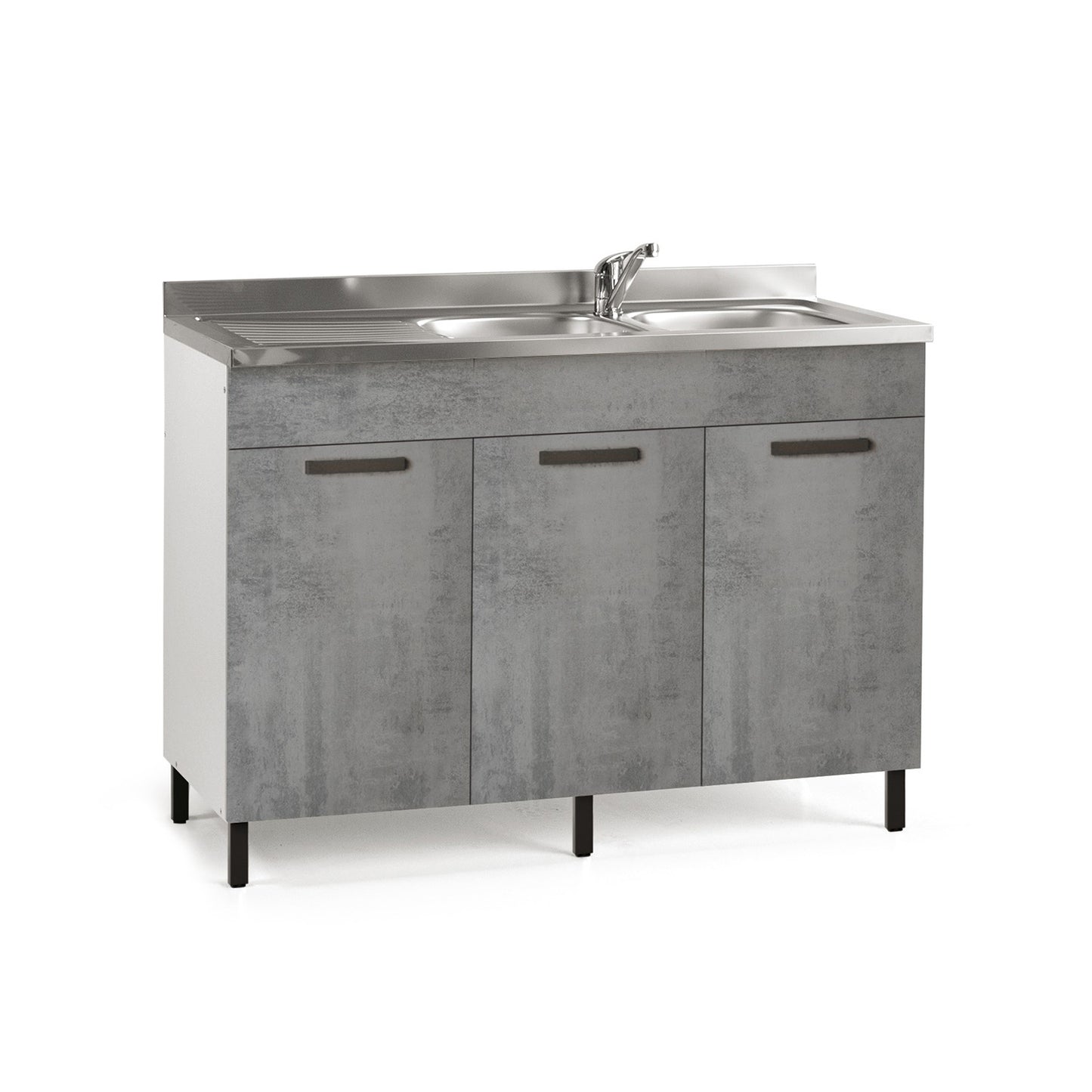Küchenspüle grau Zement 3-Türen reversibel Cm 120x50xH 85