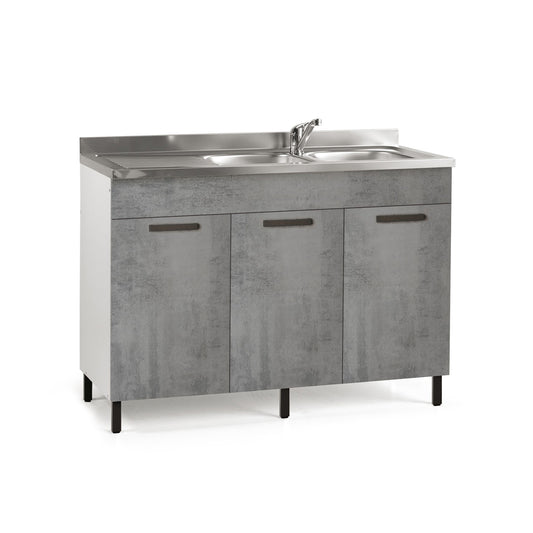 Küchenspüle grau Zement 3-Türen reversibel Cm 120x50xH 85