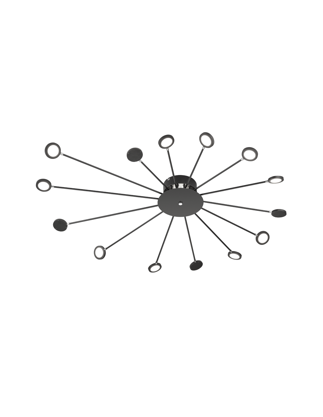 Plafoniera Pavone Luce Indirektes und 14 Punkte Led Orientable Peacock Black Trio Lighting