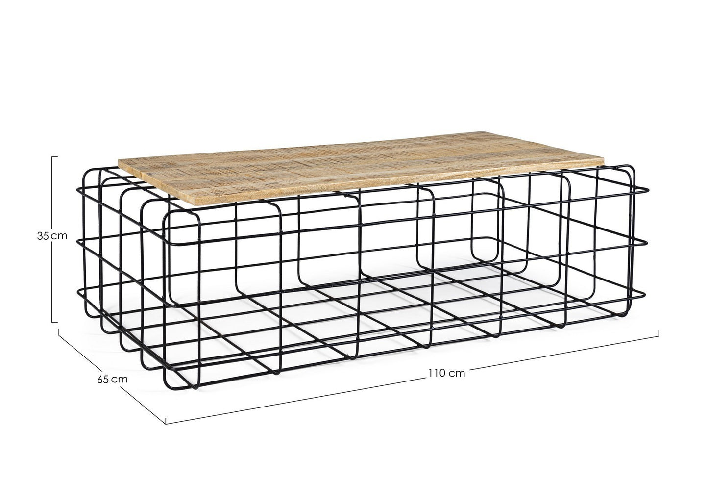Metall rechteckiger Couchtisch aus Holz Trellis