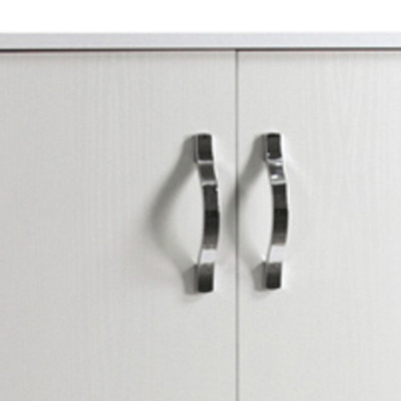 Weißer Mehrzweck-Schuhschrank aus Melaminholz, 2 Türen, H130 x 71 x 38 cm