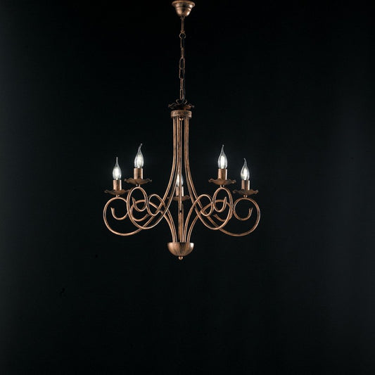 Schwarzer DECO-Kupfer-Eisen-Hängeleuchter mit fünf Lichtern, 57 x H60 cm