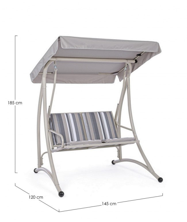 Zweisitzer-Stahlschaukel Elfenbein GRELY 145x120x h185 cm