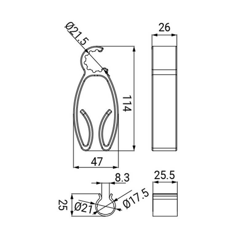 Transparenter Haken für Duschstangen oder -säulen