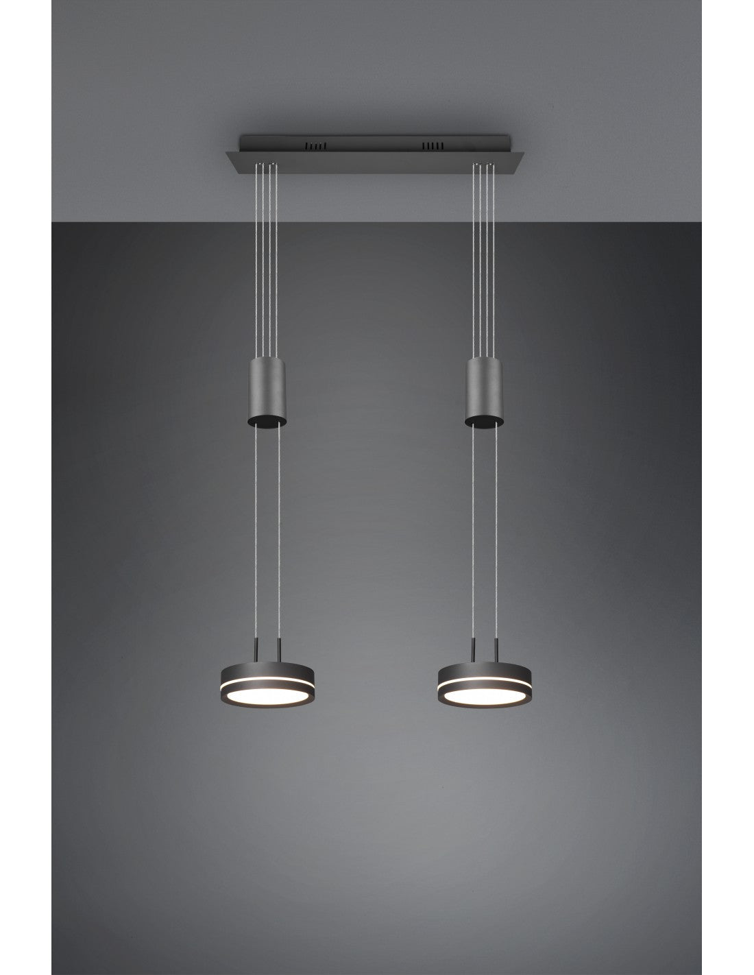 Kronleuchter Insel Doppel Disco Led Hängende Franklin Anthrazit Trio Beleuchtung
