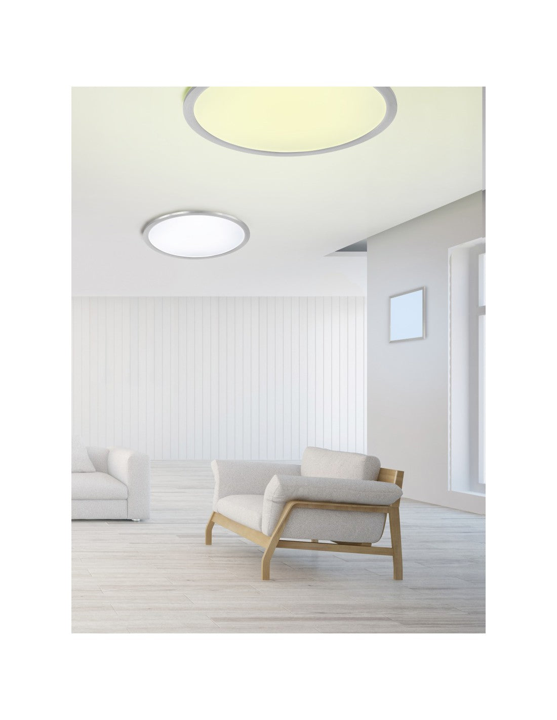 Runde Deckenleuchte Griffin LED Dimmbar Rgbw Nickel Ø40 cm Trio Lighting